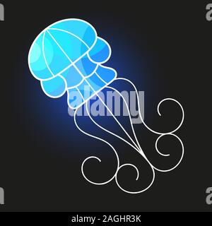 Hand Drawn Jellyfish. Illustration. Sea Collection. Suitable For Greeting Card, Poster Or T-shirt Printing. Stock Vector