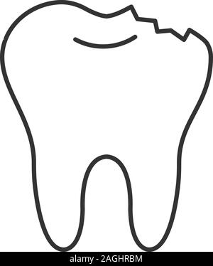 Broken tooth linear icon. Thin line illustration. Chipped tooth ...