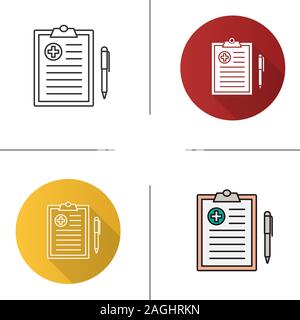 Medical report icon. Doctor advice. Flat design, linear and color styles. Isolated vector illustrations Stock Vector