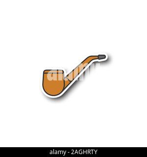 Tobacco pipe patch. Color sticker. Vector isolated illustration Stock Vector