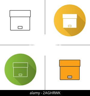 Parcel icon. Package. Cardboard box. Flat design, linear and color styles. Isolated vector illustrations Stock Vector