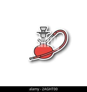 Hookah patch. Nargile. Color sticker. Vector isolated illustration Stock Vector