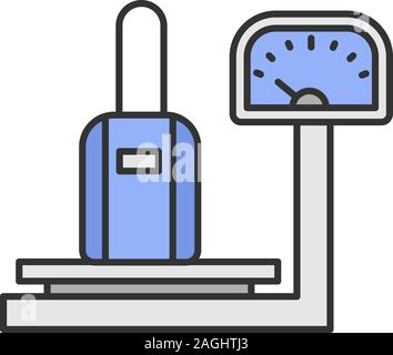 Baggage scales color icon. Luggage weight checking. Isolated