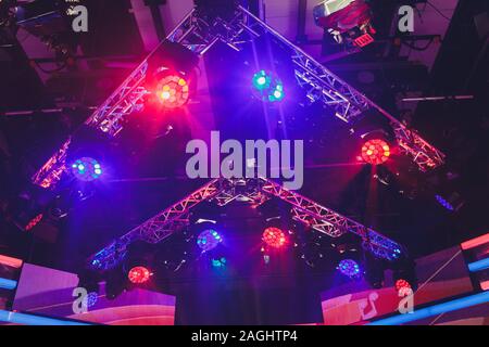 Spot light in television studio on ceiling Stock Photo