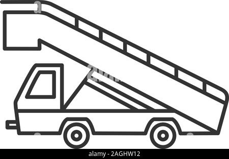 Stair truck linear icon. Thin line illustration. Airstair. Passenger gangway. Contour symbol. Vector isolated outline drawing Stock Vector