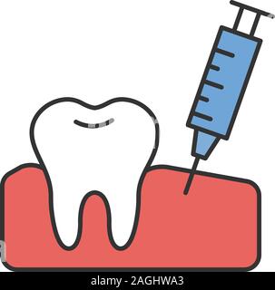 Gum injection color icon. Dental anesthesia. Isolated vector illustration Stock Vector