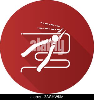 Nippers, pincers, tongs, pliers flat linear long shadow icon. Gripping tongs cutting wire. Vector outline symbol Stock Vector