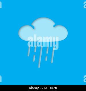 Rainy cloud paper cut out icon. Rain. Vector silhouette isolated illustration Stock Vector