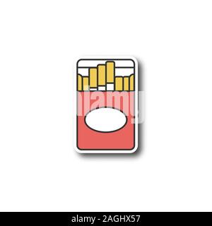 Open cigarette pack patch. Color sticker. Smoking. Vector isolated illustration Stock Vector