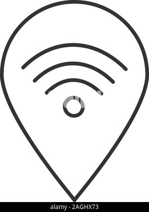 Map pinpoint with wifi signal inside glyph icon. Place with internet ...