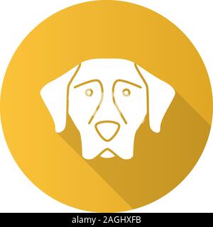 German Shorthaired Pointer flat design long shadow glyph icon. Gundog breed. Vector silhouette illustration Stock Vector