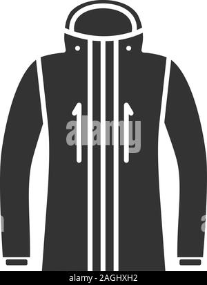 Ski jacket glyph icon. Winter outerwear. Silhouette symbol. Negative space. Vector isolated illustration Stock Vector