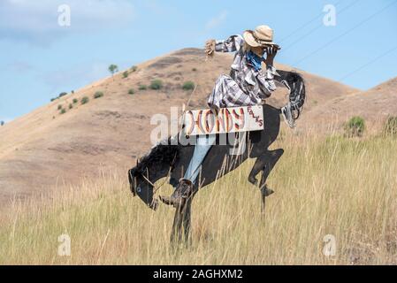 'Howdy Folks' welcome sign, White Bird, Idaho. Stock Photo