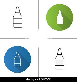 Eye or nasal drops icon. Flat design, linear and color styles. Isolated vector illustrations Stock Vector