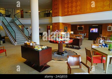 BELGRADE, SERBIA -20 JUN 2019- View of the Hyatt Regency Belgrade, a modern hotel in the New Belgrade area of the capital of Serbia. Stock Photo