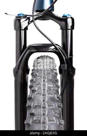 bike suspension fork path isolated on white Stock Photo