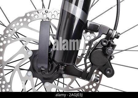 bike front wheel brakes path isolated on white Stock Photo