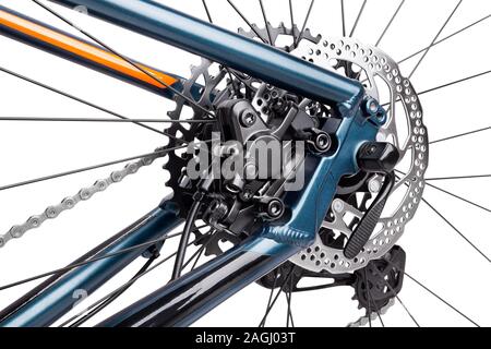 rear wheel brakes path isolated on white Stock Photo