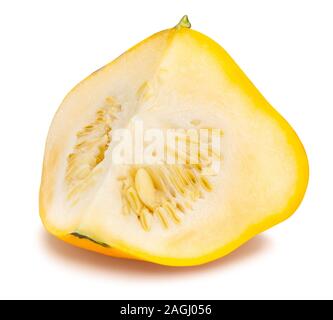 sliced pattypan squash path isolated on white Stock Photo