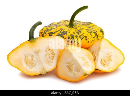 sliced pattypan squash path isolated on white Stock Photo