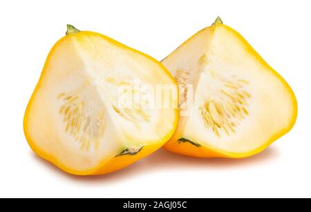 sliced pattypan squash path isolated on white Stock Photo