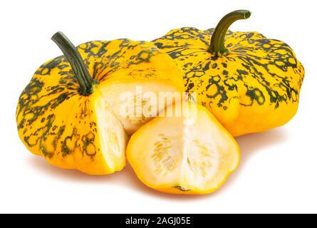 sliced pattypan squash path isolated on white Stock Photo