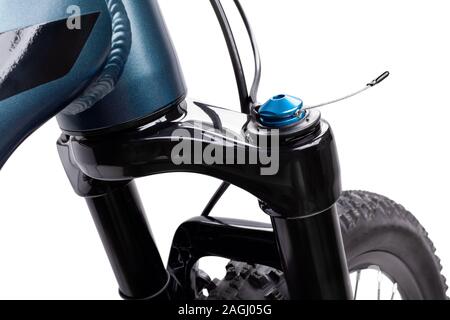 bike fork adjust lever path isolated on white Stock Photo