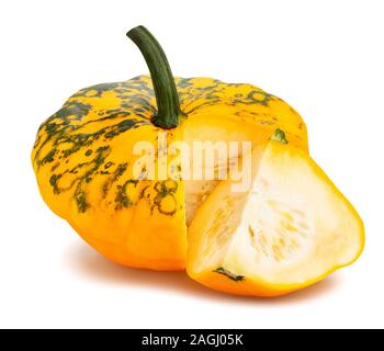 sliced pattypan squash path isolated on white Stock Photo