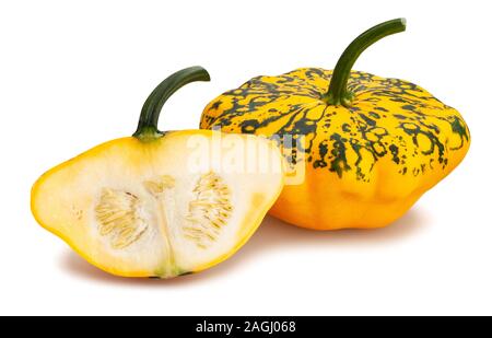 sliced pattypan squash path isolated on white Stock Photo