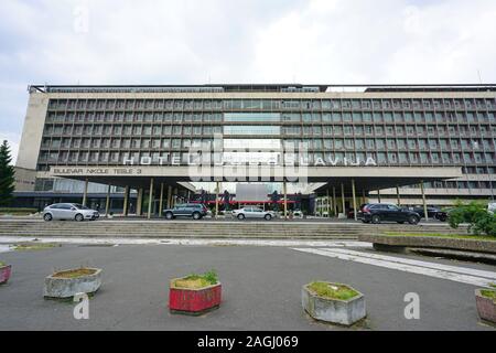 BELGRADE, SERBIA -20 JUN 2019- View of the Hotel Jugoslavija, a landmark building in Zemun, Belgrade, capital of Serbia. Stock Photo