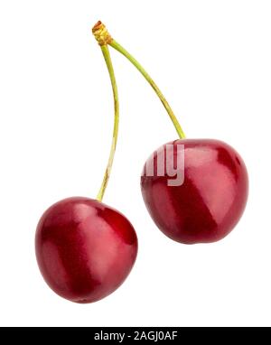 red cherry path isolated on white Stock Photo