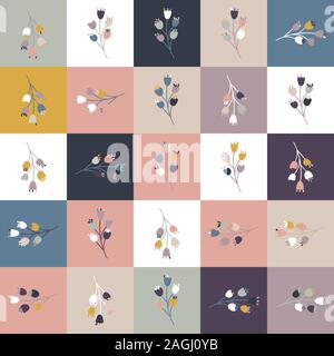 Square floral random girly seamless graphic swatch Stock Vector