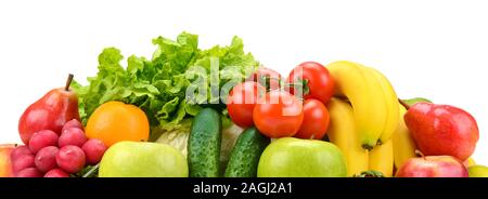 Set fruits and vegetables isolated on white background for your project. Stock Photo