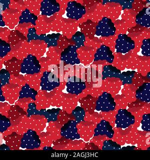 Raspberry dense cartoon seamless vector pattern. Stock Vector