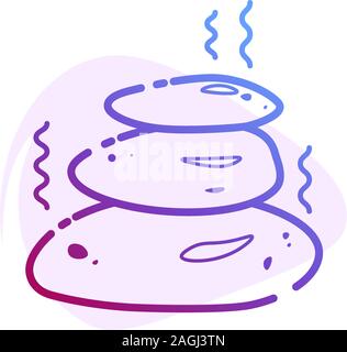 Spa stones color line icon with flat spot for round highlights stories. Massage treatment, Wellness vector logo. Relax, meditation concept. Beauty salon pictogram. Zen balance social media symbol. Stock Vector