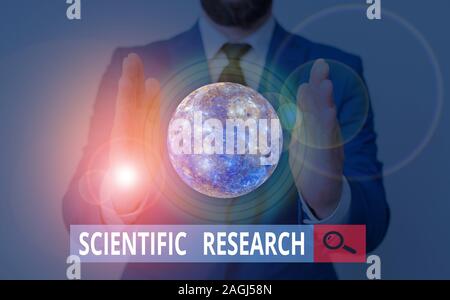 Text sign showing Scientific Research. Business photo showcasing methodical study to prove or disprove a hypothesis Elements of this image furnished b Stock Photo