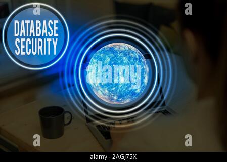 Text sign showing Database Security. Business photo showcasing security controls to protect databases against compromises Elements of this image furni Stock Photo