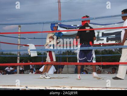 Amateur cadet boxing match in San Jose city, Mindoro island, The Philippines Stock Photo