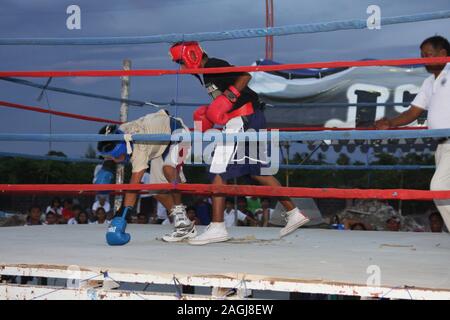 Amateur cadet boxing match in San Jose city, Mindoro island, The Philippines Stock Photo