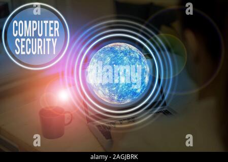 Text sign showing Computer Security. Business photo showcasing protection of computer systems from theft or damage Elements of this image furnished by Stock Photo