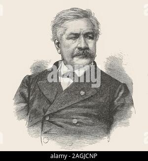 Ferdinand de Lesseps - Ferdinand Marie, Vicomte de Lesseps, was a French diplomat and later developer of the Suez Canal, which in 1869 joined the Mediterranean and Red Seas, substantially reducing sailing distances and times between Europe and East Asia. Circa 1880 Stock Photo