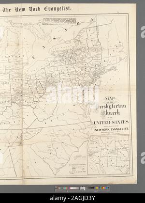 Western territory shown in inset map. Includes note and statistics. Mapping the Nation (NEH grant, 2015-2018); Map of the Presbyterian Church in the United States Stock Photo