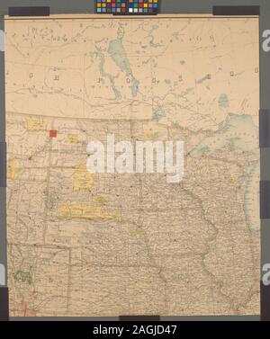 Inset: Territory of Alaska. Scale [ca. 1:12,000,000]. Prime meridians: Greenwich and Washington, D.C. Relief shown by hachures.; Map of the U. S. and Territories…North Central. Stock Photo