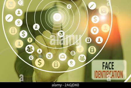 Conceptual hand writing showing Face Identification. Concept meaning analyzing patterns based on the demonstrating s is facial contours Stock Photo