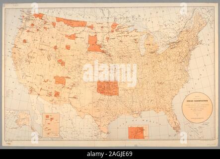 Heading West; 81.; Map showing the location of the Indian reservations within the limits of the United States and territories Stock Photo