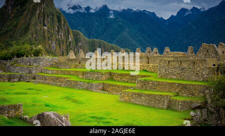 The terraces or agricultural platforms of the Inca Empire, Machu Picchu Cusco Stock Photo