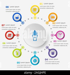 Infographic template with popular food icons, stock vector Stock Vector
