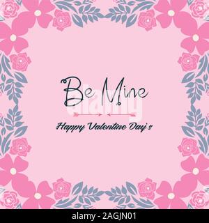 Decoration pink floral frame unique, for invitation card design happy ...