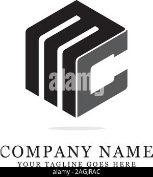 M initial logo inspiration, negative space letter logo designs Stock Vector