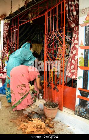 NAGPUR, MAHARASHTRA, INDIA - AUGUST 01 : People worship of Snake God in 'Nag Panchami' festival. It is traditional worship of snakes or serpents obser Stock Photo